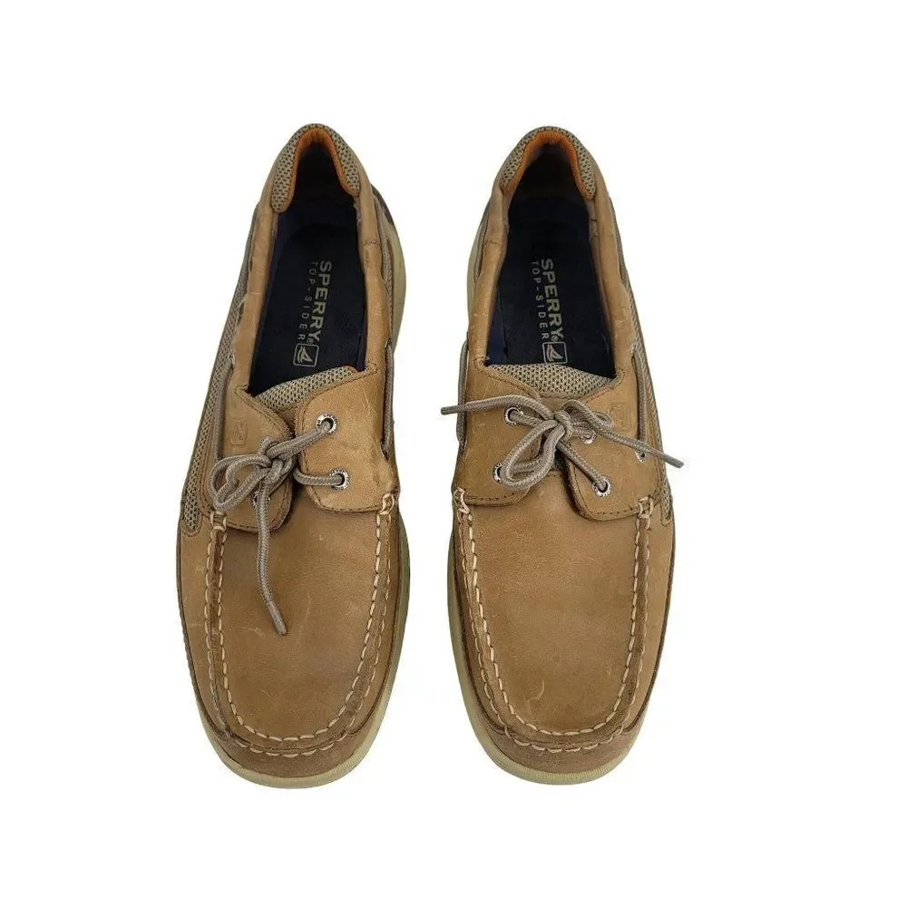 Sperry Top‎ Sider Boat Shoes 12 Tan Leather 0777924 Slip On Nautical Yacht Club